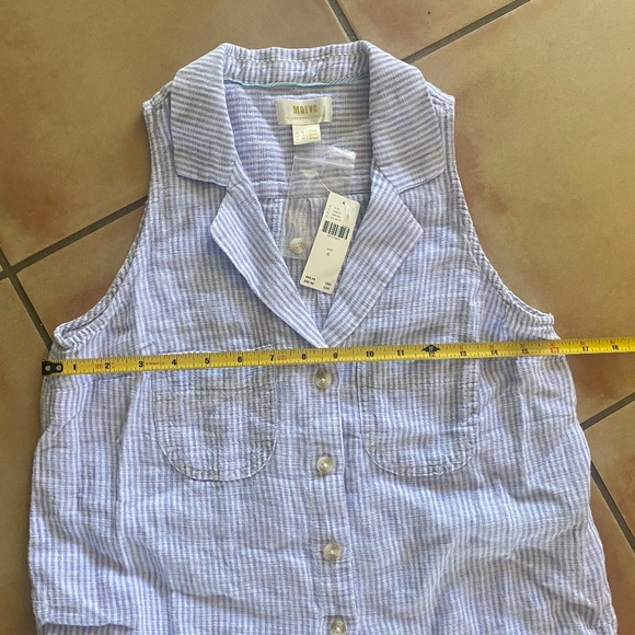 NWT $80 Anthropologie Linen Blend Maeve Felicity Sleeveless Top Blue Motif - Picture 6 of 7